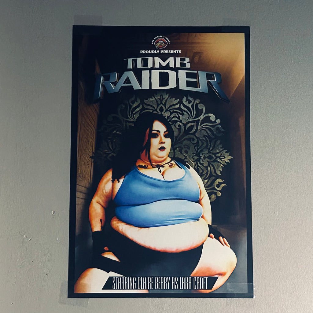 Claire Berry x Get Thicker Stickers Cosplay Collab | Lara Croft - Tomb Raider | Bold Pinup Matte Poster, 12x18"