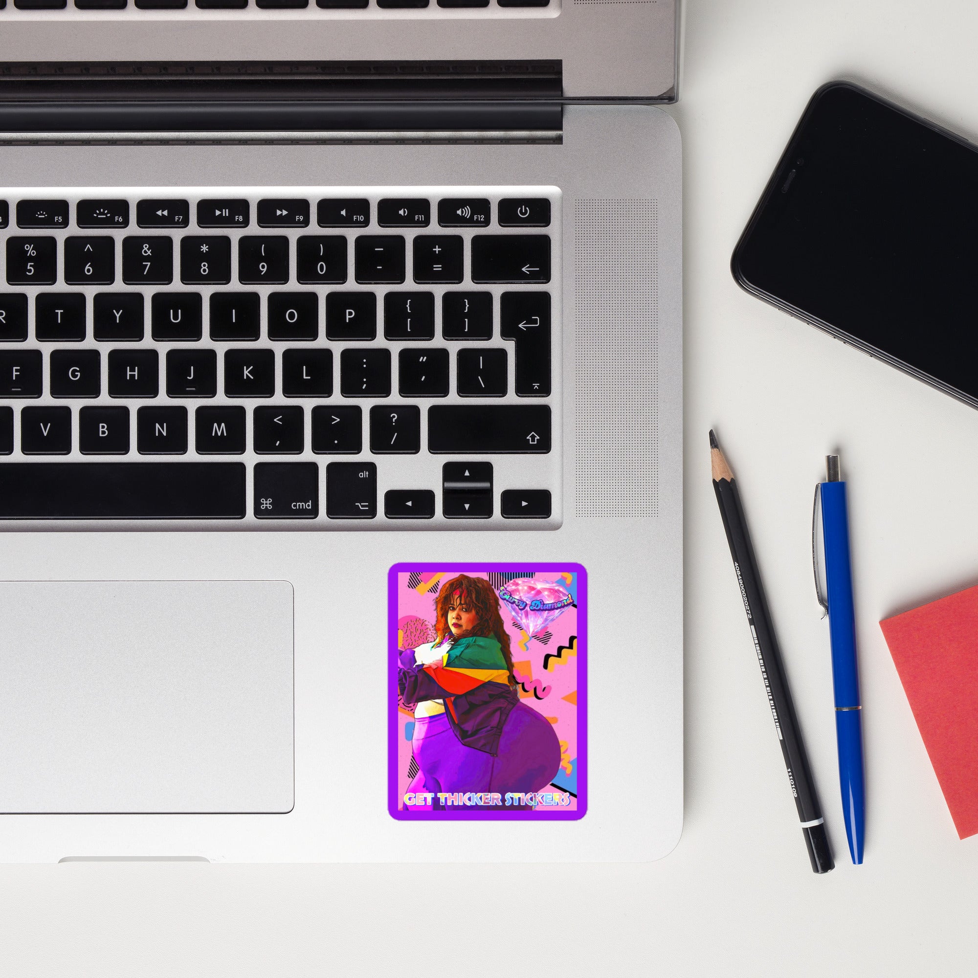Curvy Diamond x Get Thicker Stickers Collab Series Sticker | SSBBW Sticker | Retro Vinyl Decal | Design 1